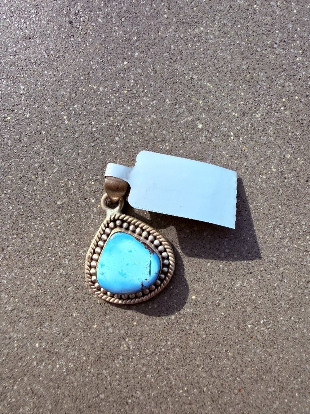 Genuine Golden Hill Turquoise Sterling Silver Pendant | 1.25”